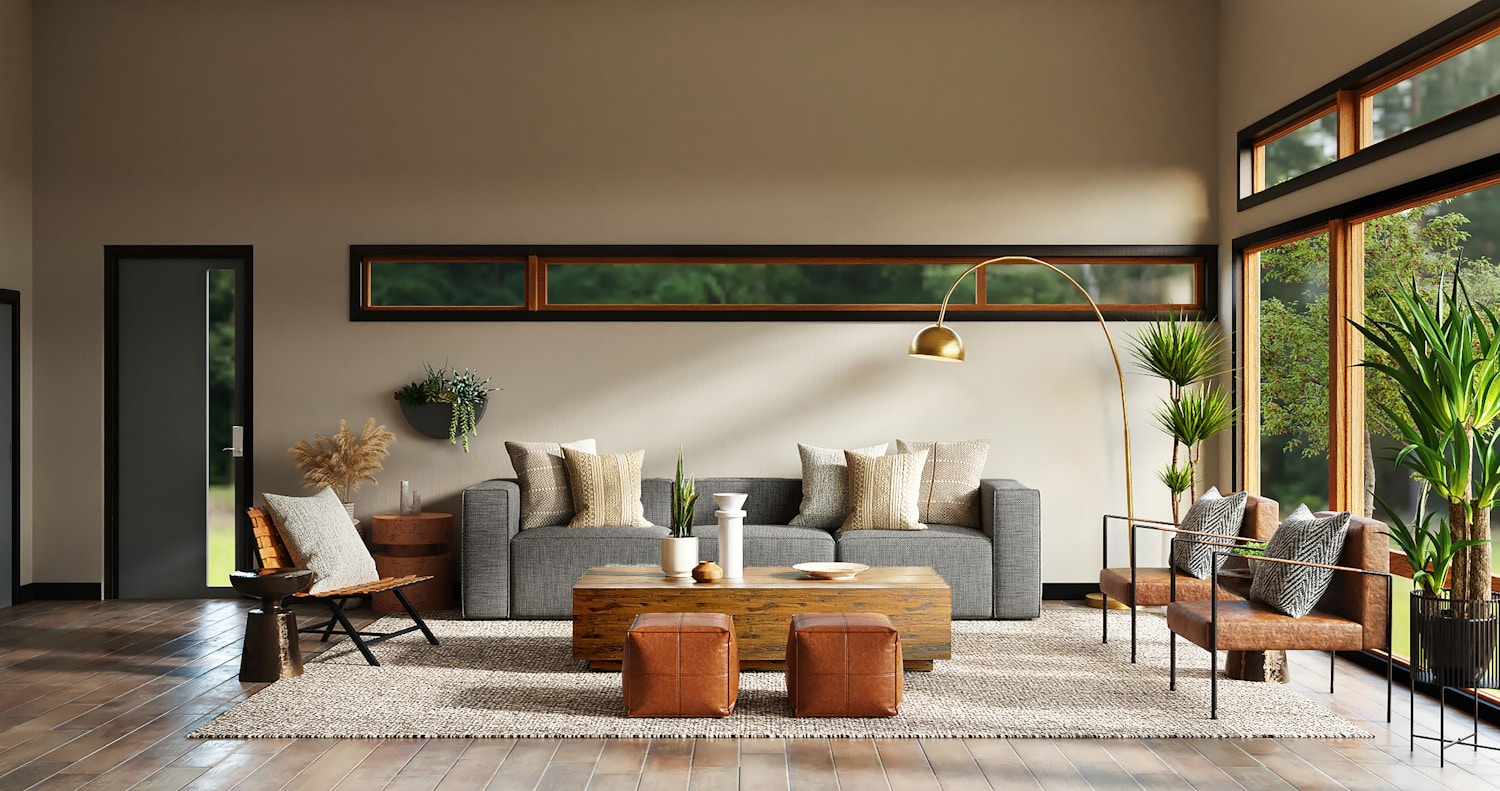 Bright, elegant living room inside an Esteem2 managed serviced apartment